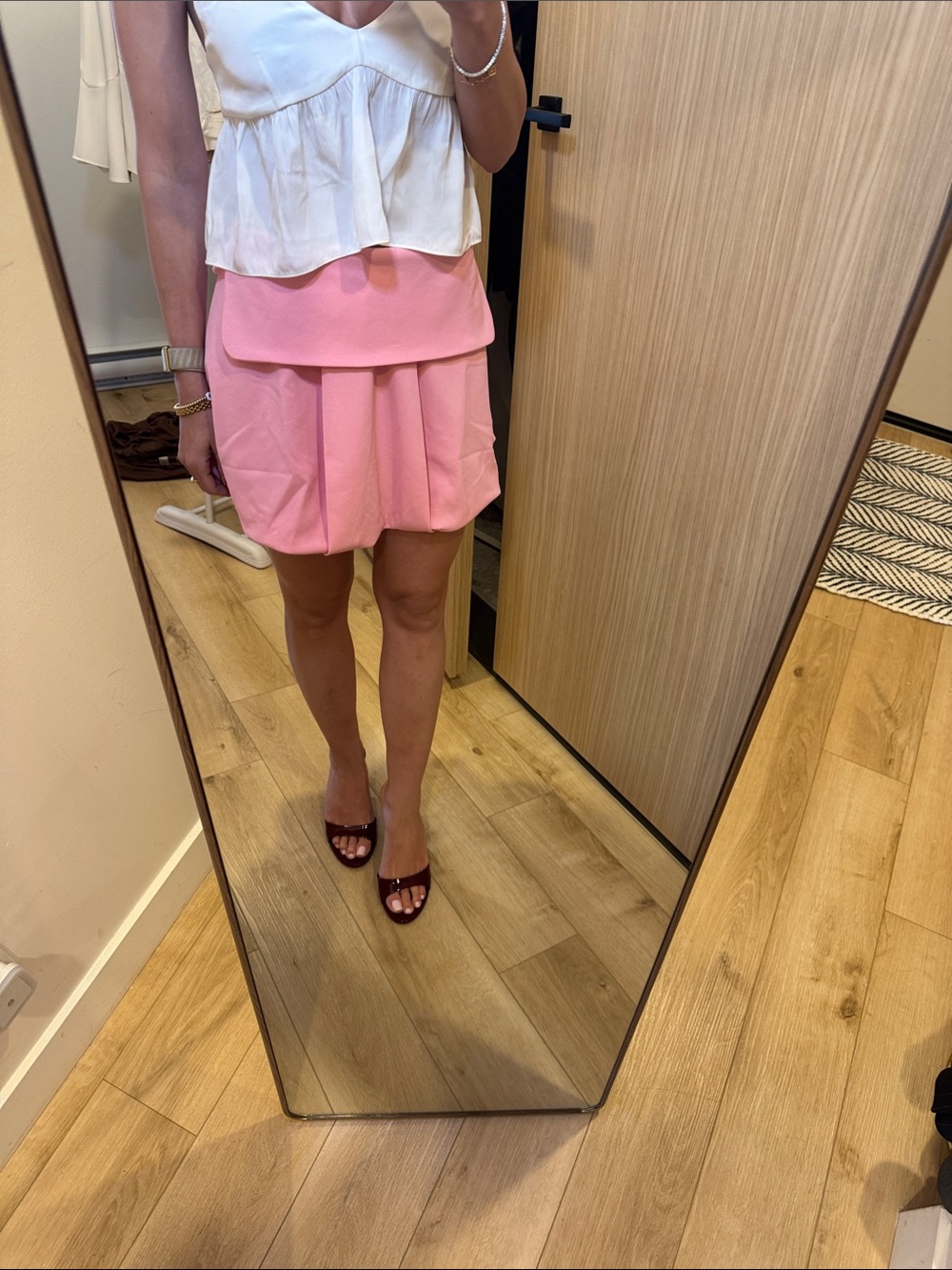 New!!! Pink Bubble Hem Mini Skirt smal